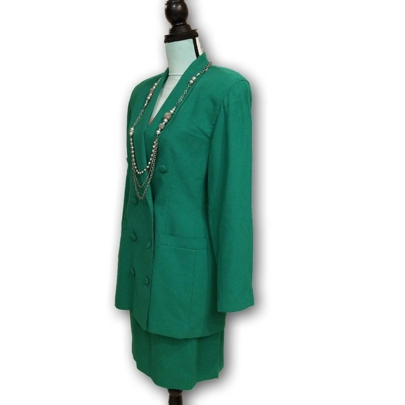 Casual Corner Vintage 70s Skirt Suit Green Size 10 - Picture 4 of 16